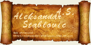 Aleksandar Stablović vizit kartica